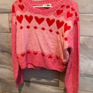 Jessica Simpson Pink and Red Heart Sweater, NWT